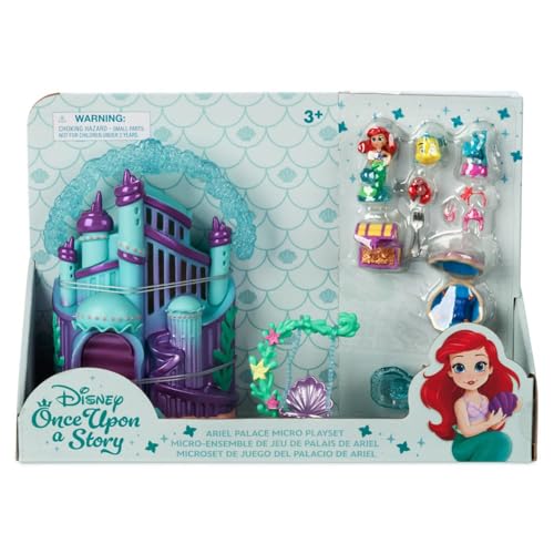 Disney Store Official Princess Micro Toy Set &ndash; The Little Mermaid &ndash; Set Includes Micro Figures of Ariel, Flounder, Sebastian, & her Palace &ndash; Portable Playset &ndash; Perfect for Fans of Disney Princesses