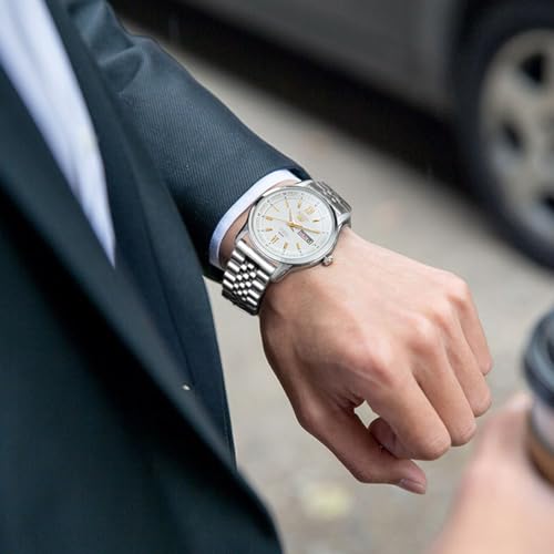 SINAIKE 22mm Watch Band Brushed & Polished, Metal Watch Bracelet Quick Release for Men Women with Security Double Deploy