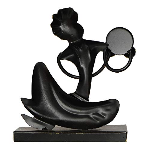 Image of eCraftIndia Tribal Man with Pagdhi Playing Musical Instrument Decorative Showpiece, Golden and Black, one Size (IRLADY511)