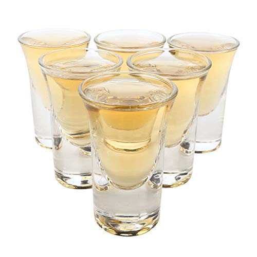 D&Z 6Pcs Shot Glass Set Thick Cup Base Barware, Whisky Brandy Vodka Rum Tequila Shot Set,0.75Oz #TOP1