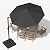 Devoko 10ft Solar LED Patio Umbrella with Base Included, Round Cantilever Outdoor Umbrella with Lights and 360-Degree Rotation, Large Hanging Offset Market Umbrella for Patio Deck Garden, Black
