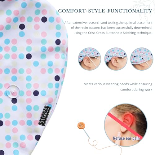 Image of Scrub Caps for Women with Buttons, Classic Surgical Caps