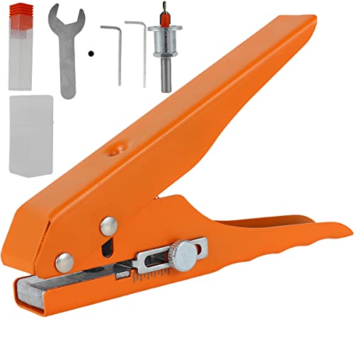 Single Hole Punch, Heavy Duty Hole Puncher, Handheld Paper Hole Puncher, Edge Banding Punching Pliers Punching Tool with Limit Taper Drill＆Taper Drill for Paper Cards, Hard Film, Thin Wood