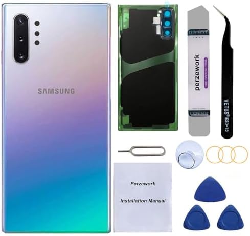 Rear Back Glass Replacement for Samsung Galaxy Note 10 Plus with Reparing Toolkit and Pre-Installed A-dhesive (Aura Glow)