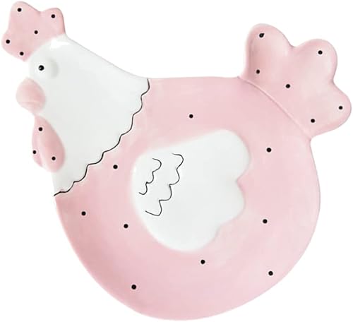 Miniatura 2 de VOSAREA Bandeja para utensilios, 1 plato de gallina, plato de cerámica, platos de cereales, cuencos de mezcla, platos de cerámica para animales,