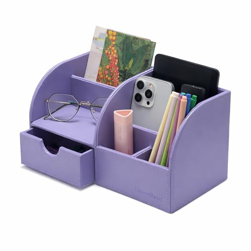UnionBasic Desk Organizer - Multifunctional Leather Desktop Pen Holder Storage Box - Business Card/Pen/Pencil/Mobile Phone/Stationery Holder