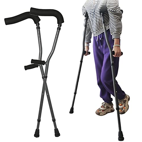 DJYSXA Muletas Axilares Plegables (2 Unidades), Muletas de Aluminio en Forma de F con Asas Ergonómicas, para Ancianos, Discapacitados y Deficiencias Físicas Cover