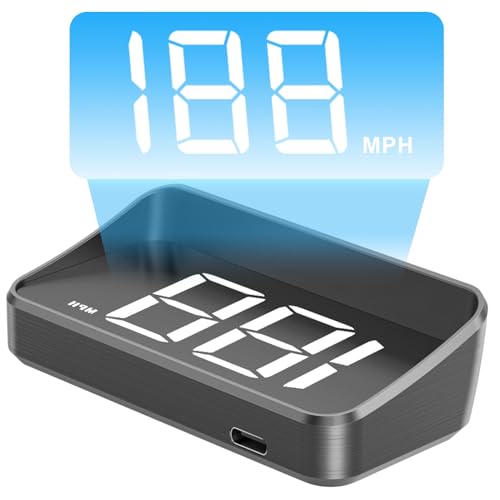 HUD Speedometer Projector Car Heads Up Display with GPS & Beidou Windshield Projector Speedometer HUD with Auto Brightness Adjustment 10Hz Refresh Rate for Vehicle Speed Monitoring MPH