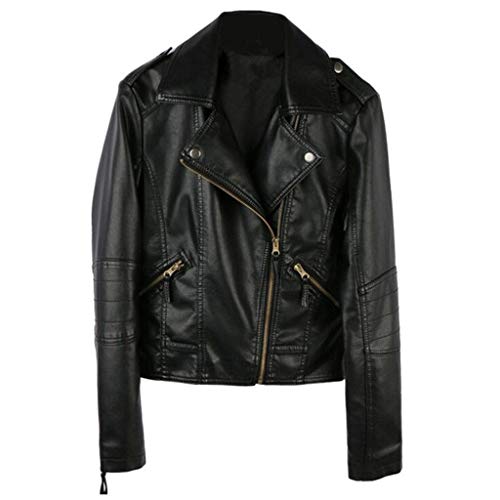 ZYCSKTL Cazadora Moto Mujer, Chaqueta De Cuero De Piel De Mujer, Nueva Manga Corta Chaqueta De Traje De Cuero, Chaqueta De Cuero De La Motocicleta (Color : Black A-XXXXXL)