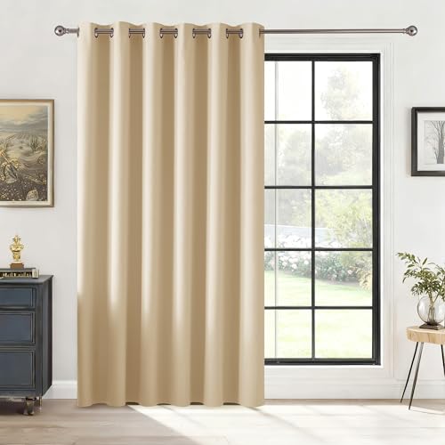 Image of RYB HOME Blackout Thermal Insulated Curtains, Portable Curtain for Sliding Glass Door /Storage /Space Room Divider, Large Window Treatment Room Divider Panel, W80 x L84, Biscotti Beige, 1 Panel