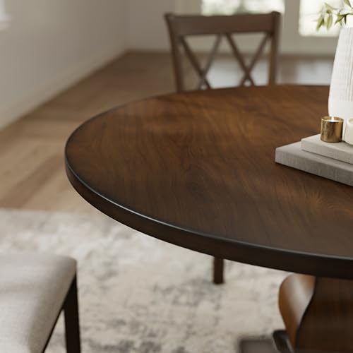 Image of Roundhill Furniture Havre Pedestal Base Round Dining Table, Espresso