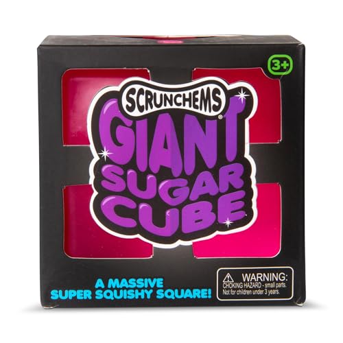 SCRUNCHEMS Giant Sugar Cube Squishy Sensory Toy, Stress Relief Fidget Cube with Slow-Moving Gel, Pink or Blue, Age 3+ - Image 2