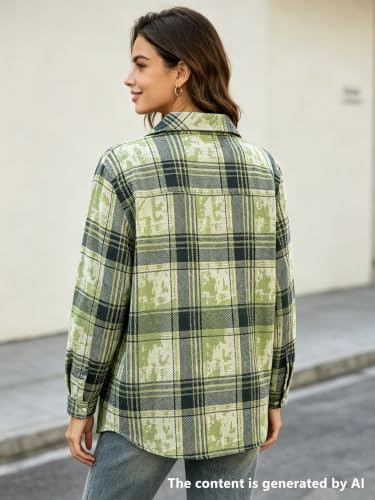 Image of SANGTREE Women and Girls Long Sleeve Flannel Casual Button Down Plaid Shirt