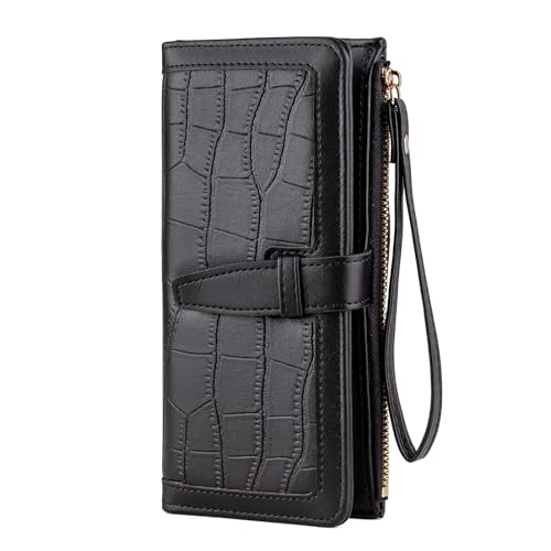 Slim Wallet for Women Men, Large Capacity Card Holder Clutch Purses Wristlet Wallets with Zipper Coin Pocket