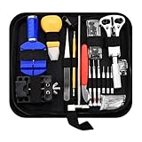 LOCKLGFMCZ Juego de 147 herramientas reparación relojes, kit combinado, abre la tapa inferior, desmonta y reemplaza batería Herramientas para la reparación de relojes(Red knife)