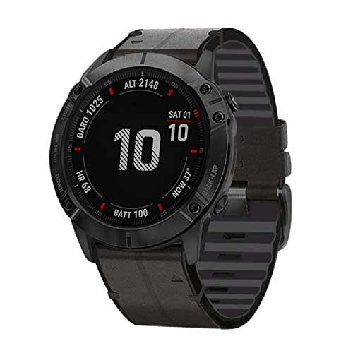 Abanen Leather Watch Bands for Fenix 6 / Fenix 5, QuickFit 22mm Soft Genuine Leather with Silicone Sweatproof Wrist Strap for Garmin Fenix 6 Pro/Sapphire,Approach S62/S60,Instinct,Quatix 6/5 (Black) by Abanen - Used condition - Image 3