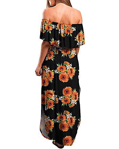 Donnalla-Womens-Summer-Casual-Off-The-Shoulder-Dresses-Floral-Long-Maxi-Dress