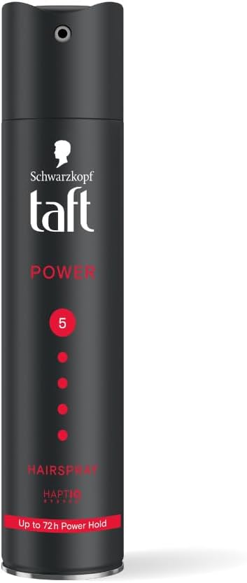 TAFT Schwarzkopf Power Hair Spray With Caffeine Formula For Strengthening Hair Hold 5, 72Hr Hold Protection From UV Rays, Wind And Humidity, No Stickiness, Easy To Brush Out, Salon Like Finish- 250Ml