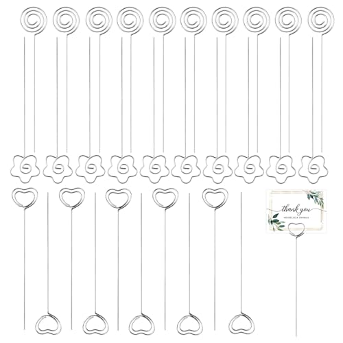 Xiciki 30 Pièces Porte Photo Mémo, Porte Phot o Metal, Tige Porte Phot o, Porte P hoto Coeur, Porte Ph oto Rond, Porte Pho to Sur Pied pour Décoration de...