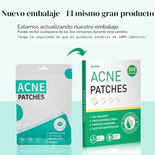 Miniatura 3 de Zemolo 300 Pcs Parches Para Granos,Pimple Patch Parches Acne Hidrocoloides Cubierta Absorbente Invisible,Uso Diurno Y Nocturno En Uno, Enriquecido Con Aceite De Té Y Ácido Salicílico
