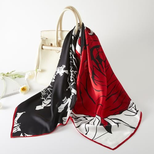 100% Mulberry Silk Neck Scarf 35" Inches Large Square Scarfs for Women Gift Packed3