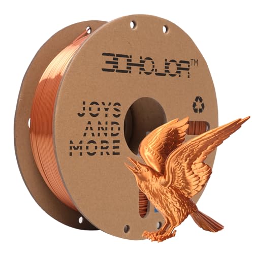 Silk PLA Filament 1.75mm, PLA Filament 1.75mm Silk Shiny 3D Printer Filament, 1kg Cardboard Spool (2.2lbs), Dimensional Accuracy +/- 0.03 mm, Fit Most FDM Printer（Red Copper）