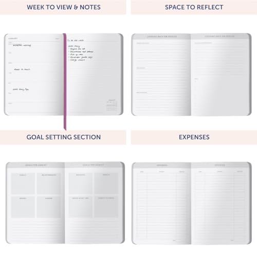 Busy B A5 Week-to-View Diary - Mid-Year Academic Planner- Aug '26 - Aug '27 - Spot Print Journal – Weekly Layout opposite a Notes Page, Goals, Expenses, Pen Loop & Elastic Closure - Image 4