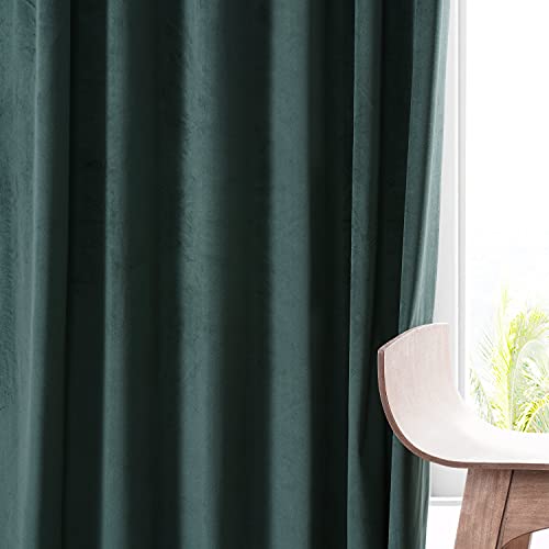 Image of HPD Half Price Drapes Signature Plush Velvet Blackout Curtains for Bedroom (1 Panel), 50W X 108L Hotel Black Out Curtains for Living Room, Thermal Insulated Blackout Curtains for Windows, Spirit Green
