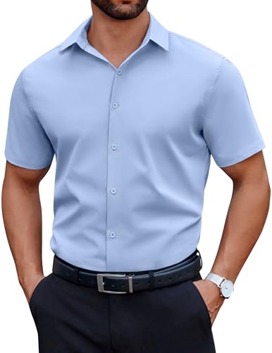 COOFANDY Men's Short Sleeve Dress Shirts Casual Button Down Business No Tuck Summer Untucked Regular Fit Formal Shirt - Image 2