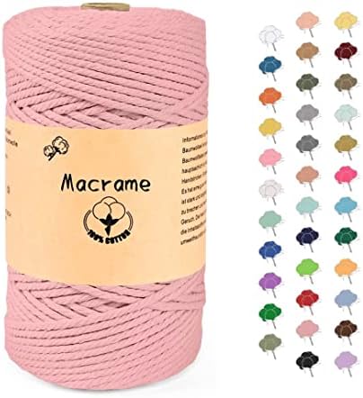 Maxee 3mm x 200m 100% Cotton Macrame Cord Cotton Rope Thread Lace Thread for handicrafts, Wedding and Christmas Decorations, Plant Hangers - white