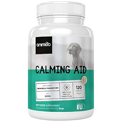 Animigo Dog Calming Tablets -120 Beef Flavour Tablets with Ashwagandha & Passion Flower - Natural, Non-Addictive, Calming Dog Treats for Loud Noises, Travel, Grooming, Stress & Separation