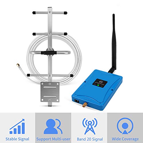ANNTLENT Amplificatore Segnale 4g LTE Dati sopra 800MHz Banda 20 per Telefono Cellulare con Antenna LTE