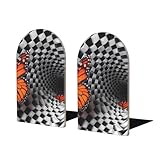 Mosytuky 2 Pcs Butterflies Optical Illusion Print Bookend Office Book Ends for Home Office Library School Study Decoration