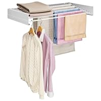 SYKIARIOL Wall Mounted Drying Rack, Retractable Clothes Drying Rack for Indoor Outdoor, Space Saving Laundry Drying Rack with 5 rods, Foldable Metal Clothes Airer, Clothes Dryer For Towels