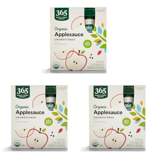 365 by Whole Foods Market, Organic Unsweetened Applesauce 12 Pack, 3.2 Ounce