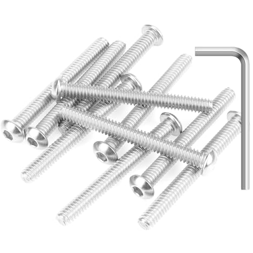 Image of 10 Pieces 1 /4-20 x 2-1 /4 inch Button Head Socket Cap Screws Bolts, HELIFOUNER 304 Stainless Steel (18-8) Screws, Bright Finish, Fully Threaded