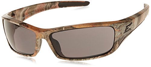 Edge SR116CF Reclus Wrap-Around Safety Glasses, Anti-Scratch, Non-Slip, UV 400, Military Grade, ANSI ISEA & MCEPS Compliant, 5.04  Wide, Forest Camo Frame   Smoke Lens