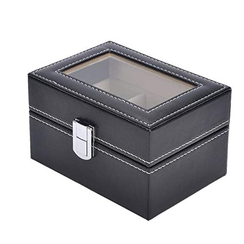 Comius Sharp Estojo de almofada para organizador de caixa de relógio, estojos de exibição de joalharia premium com costuras de tampa de vidro emoldurado bloqueio resistente e seguro