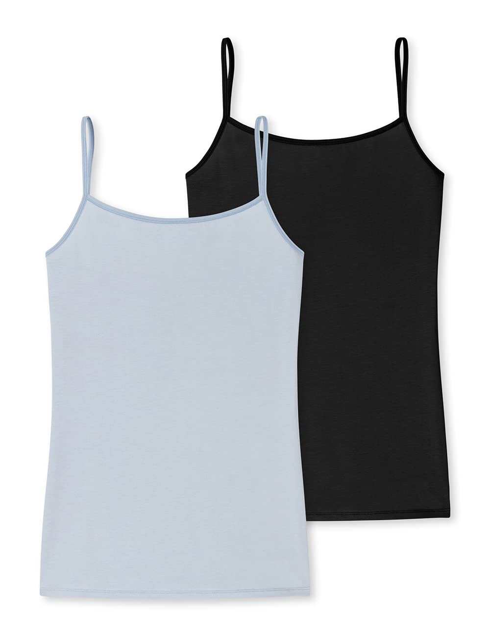 Schiesser Damen Essential Spaghettitop Unterhemd, Schwarz Blau, 40 (2er Pack)
