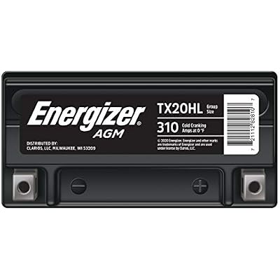 Energizer TX20HL AGM Motorcycle and Atv 12V Battery, 310 Cold Cranking Amps and 18 Ahr. Replaces: YTX20L-BS and others