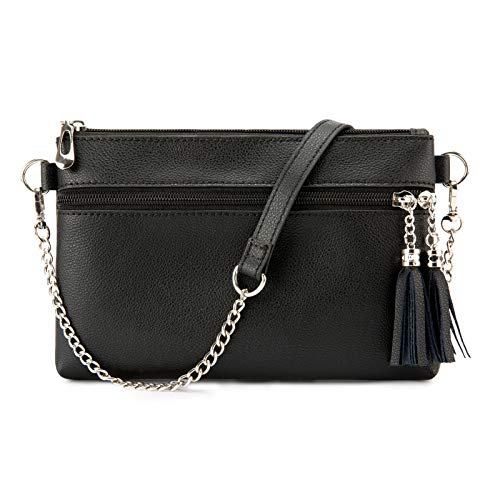 ECOSUSI Women Wristlet Clutch Crossbody Bag with Tassel Leather Wallet Purses RIFD Lightweight Shoulder Bag