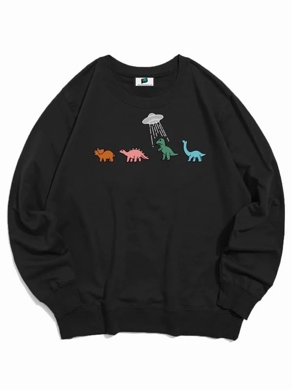 sxv style SXV 'Litle Dinosaurs’ Printed Cool Aesthetic Drop Shoulder Oversized Sweatshirt-picture-38