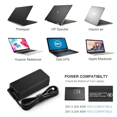 Charger Compatible with Lenovo Laptop Computer Thinkpad Yoga Chromebook USB C Laptop Charger 65W 45W - image 6