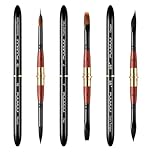 Fuumuui 3Pcs Upgraded Dual-Tip Travel Sable Watercolour Paint Brushes with Pocket Size Leather Pouch 6 Shapes for Watercolor Gouache Ink Painting