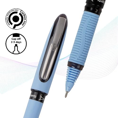 Image of Luxor Schneider, One Hybrid Roller Ball Pen, Pack of 2, 0.3 mm Needle Tip, Ink Colour - Black, 2500 metres writing length, Cap off Time 2-3 days