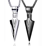 suofrun 2 Pcs Arrow Necklace Titanium Steel Men Punk Hip Hop Vintage BFF Necklace Triangle Spearhead Arrowhead Friendship Couple Pendant Necklace Men Jewelry