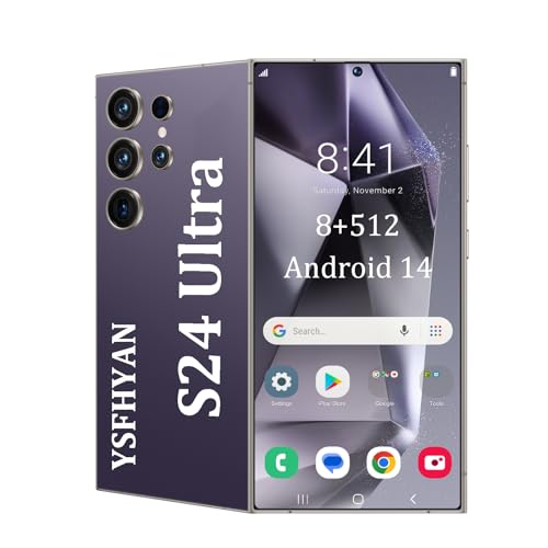 S24 Ultra 7 Pulgadas de Alta DefinicióN TeléFono Inteligente,5G TeléFono Ultra Delgado,Android 14 TeléFonos Baratos con Pantalla TáCtil de Doble Tarjeta,Adecuado para C(Size:8GB+512GB,Color:púrple)