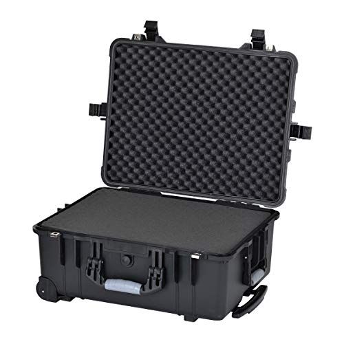 Image of MEIJIA All Weather Waterproof Rolling Protective Case,Hard Compact Camera Case With Retractable Pull Handle And Wheels,Foam Inserted, Elegant Black, 24.64 X19.39 X13.78 inches