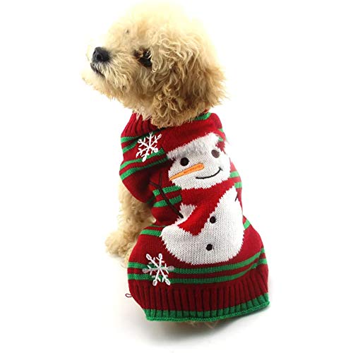 NIULA Dog Snow Sweaters Thick Snowman Sweaters Xmas Dog Holiday Sweaters New Year Christmas Sweater Pet Clothes for Small Dog and Cat(Thick Snowman, M)