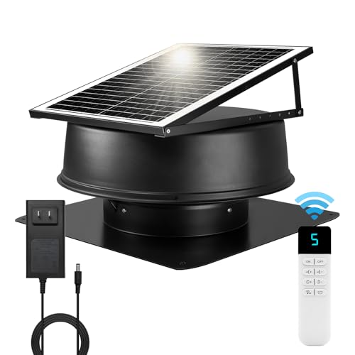 Voominhtec Solar attic Fan, 35W, 1250CFM, Low Noise & Weatherproof,